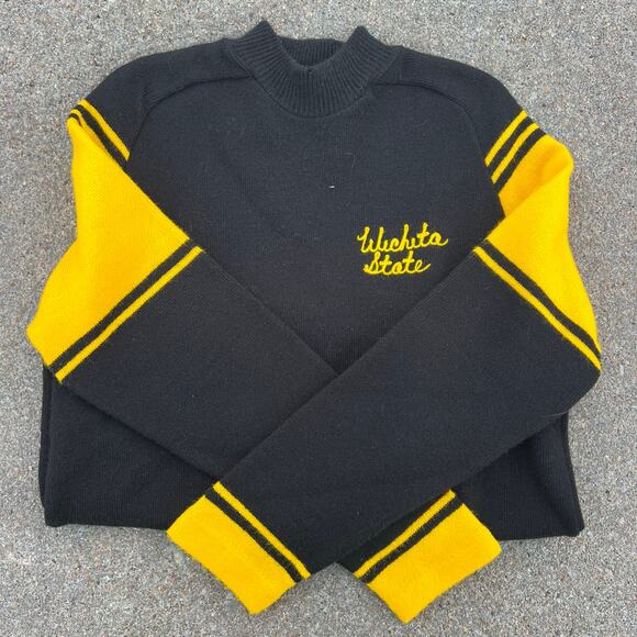 Vintage Wichita State Shockers Varsity Cheerleader Embroidered Ringer Sweater - Picture 1 of 9